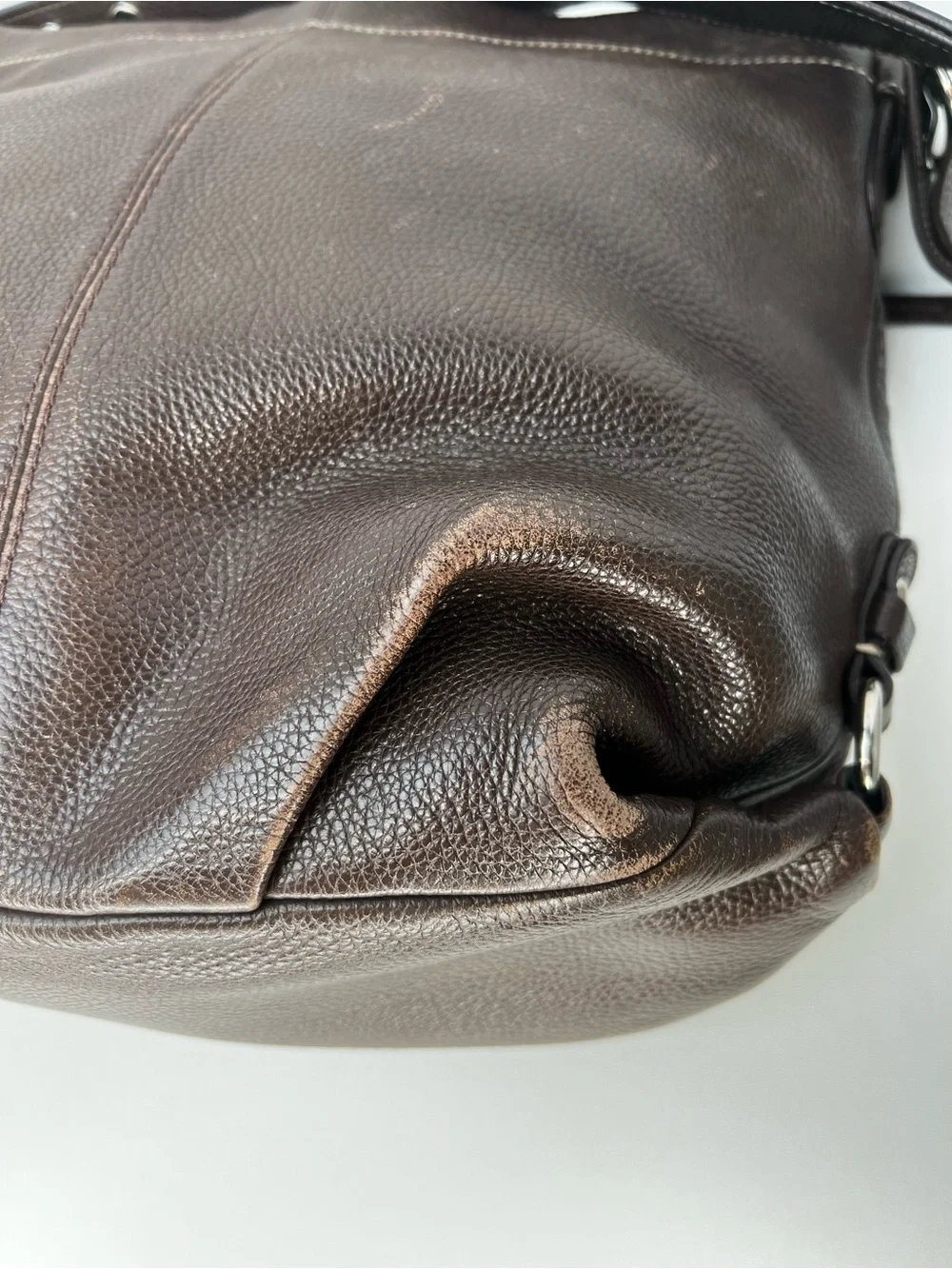 Coach Dark Brown Pebbled Leather Shoulder Bag